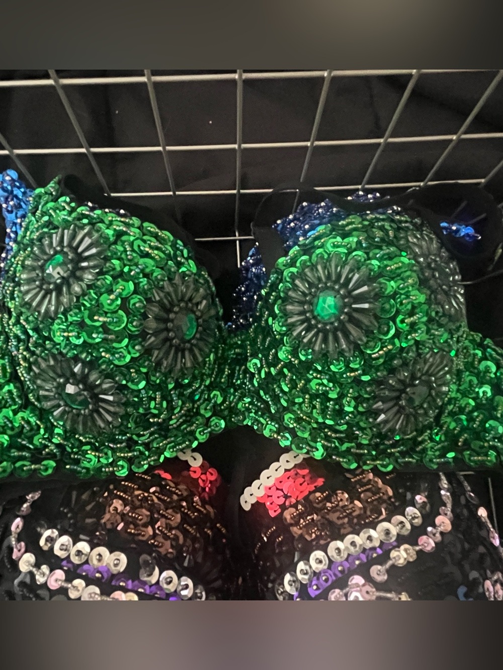 Green sequin bra